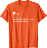 Best Top Pig Definition Quote Pun T-shirts Best Hilarious Pig and Bacon Definition Funny Gift T-Shirt - Orange