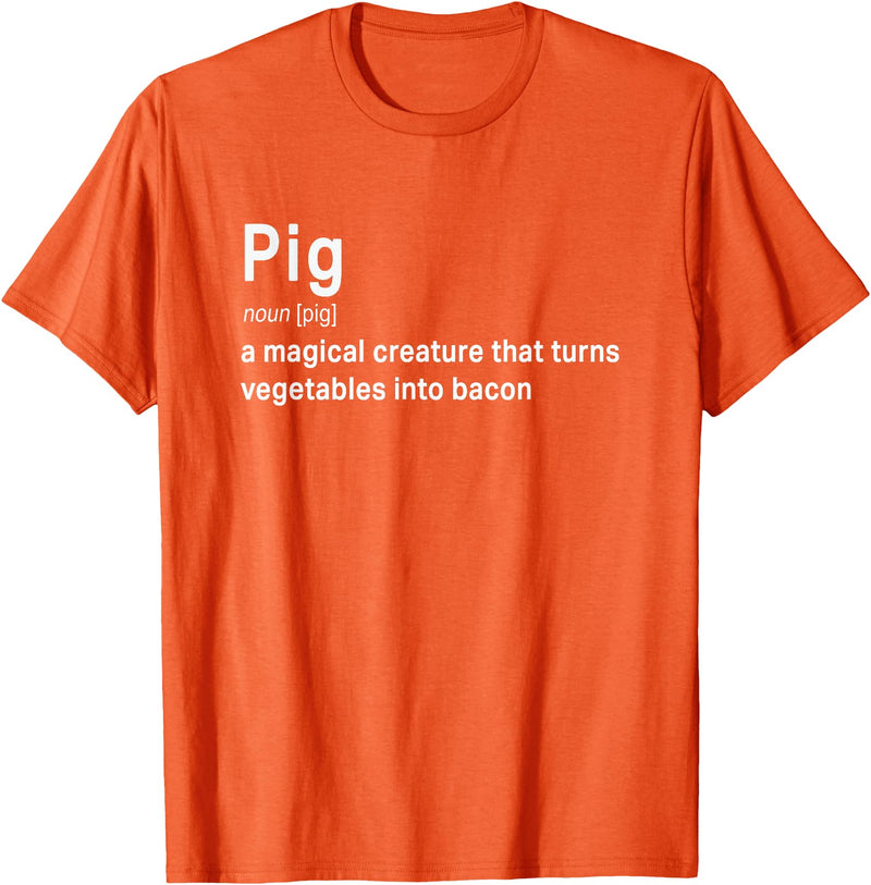 Best Top Pig Definition Quote Pun T-shirts Best Hilarious Pig and Bacon Definition Funny Gift T-Shirt - Orange