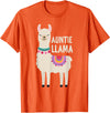 Family Matching Llama Birthday Auntie Llama Aunt Of The Birthday Llama Party Family T-Shirt - Orange