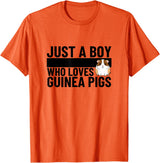 Guinea Pig Hideout Designs Just A Boy Who Loves Guinea Pigs Funny Guinea Pig T-Shirt - Orange