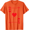 Playing Card Costume Tees - 2 Hearts Card - Two Card T-Shirt - Orange