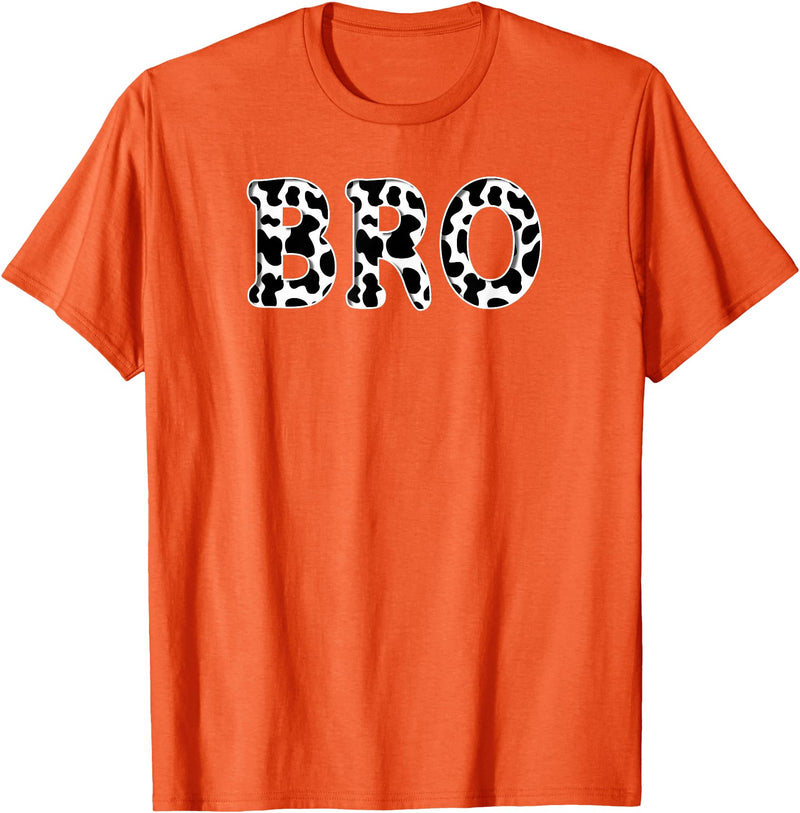 Cow Pattern Print Family Matching Birthday Apparel Cow Bro Birthday Family Matching Girl Boy Farm Birthday T-Shirt - Orange
