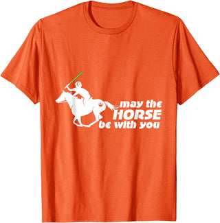 NickerStickers May the Horse Be With You | Equestrian Geek T-Shirt T-Shirt - Orange