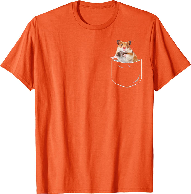 Pocket Hamster Shirt, Funny Hamster in Pocket Gift Tshirt T-Shirt - Orange