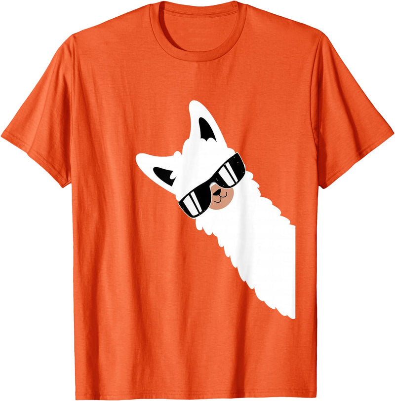 Funny Alpaca Apparel Lama Llama Alpaca with Sunglasses Lama Lover - Cool Lama T-Shirt - Orange