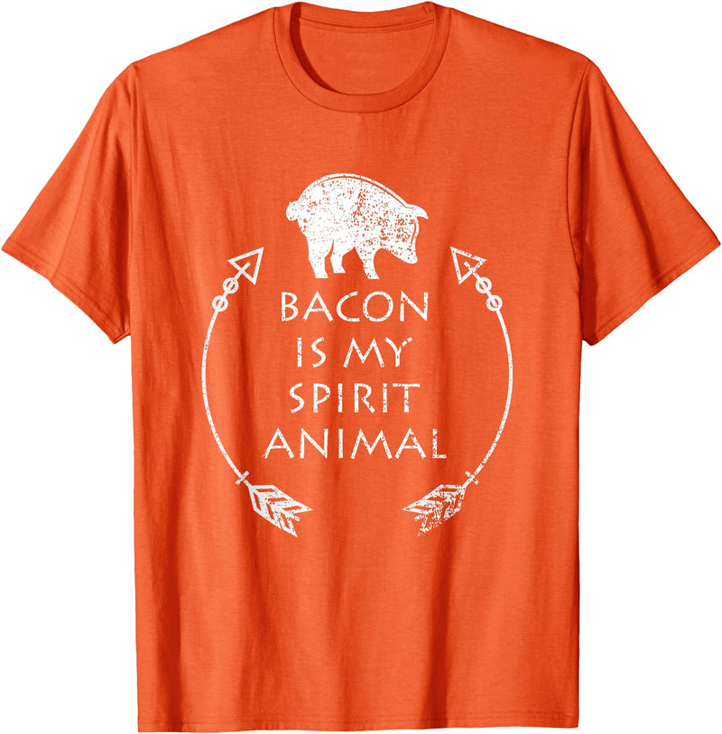 Pig Tees by MasArt Bacon is my Spirit Animal Funny Pig T-Shirt Distressed Gift T-Shirt - Orange