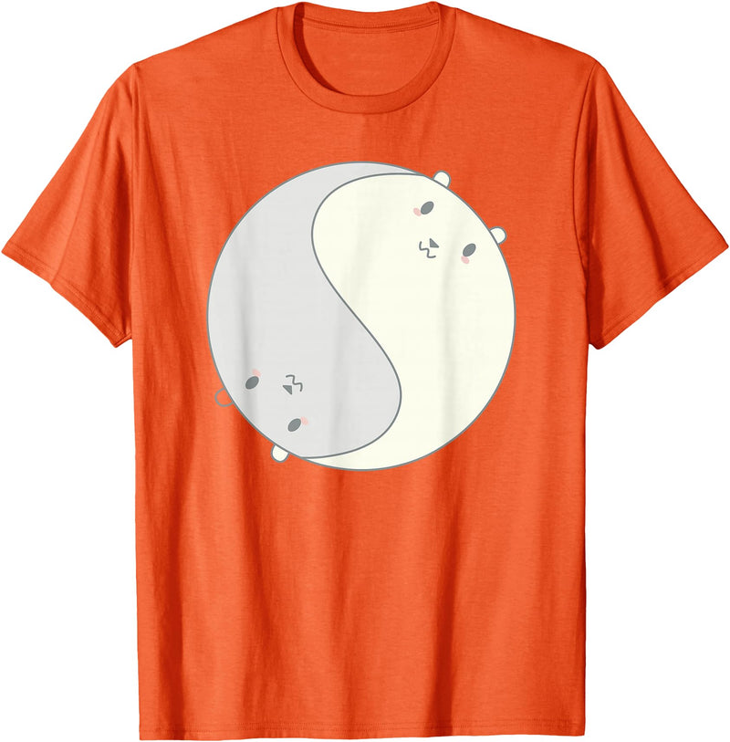 Cool Chibi Anime Ying Yang Zen Polar Bears Tee Cool Anime Polar Bears Chibi Kawai Manga Ying Yang Zen Tee T-Shirt - Orange
