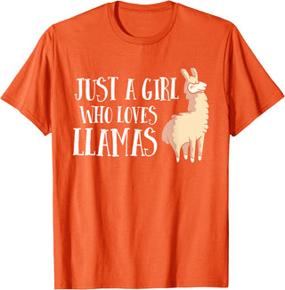Funny Llama And Alpaca Gifts Funny Llama Girl Just A Girl Who Loves Llamas T-Shirt - Orange
