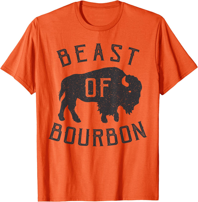 Drinking Fun designs - Big Ray Designs Beast of Bourbon Drinking Whiskey Design Bison Buffalo Party T-Shirt - Orange