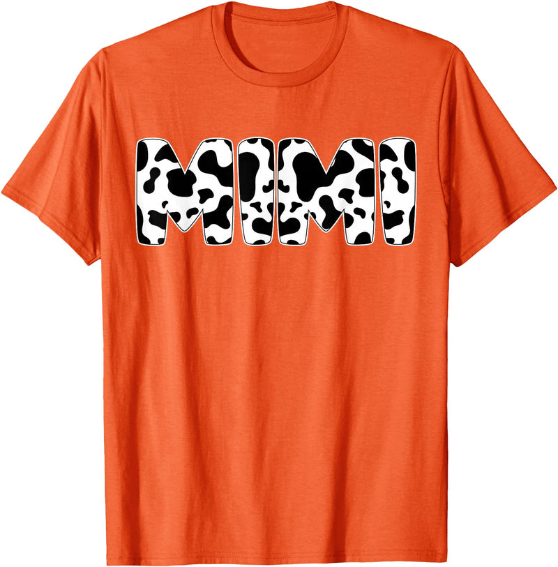 Family Matching Gifts Cow Mimi Cow Print Cow Pattern Mother's Day T-Shirt - Orange