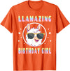 LLama Squad Shirts and Gifts Llama Birthday Girl Party Outfit Amazing Pun Fun Rainbow T-Shirt - Orange