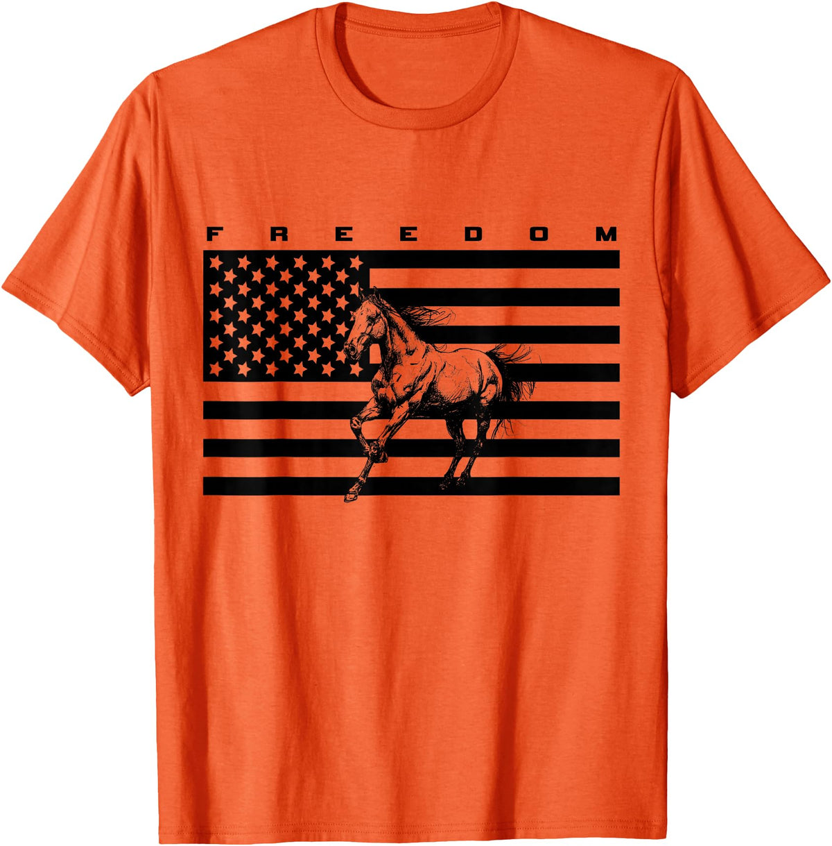 BASBO American Flag Horseback Riding Apparel - Horse T-Shirt - Straight - Orange