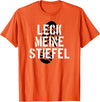 Bear Daddy Leck Meine Stiefel Lick My Boots German Gay Leather T-Shirt T-Shirt - Orange