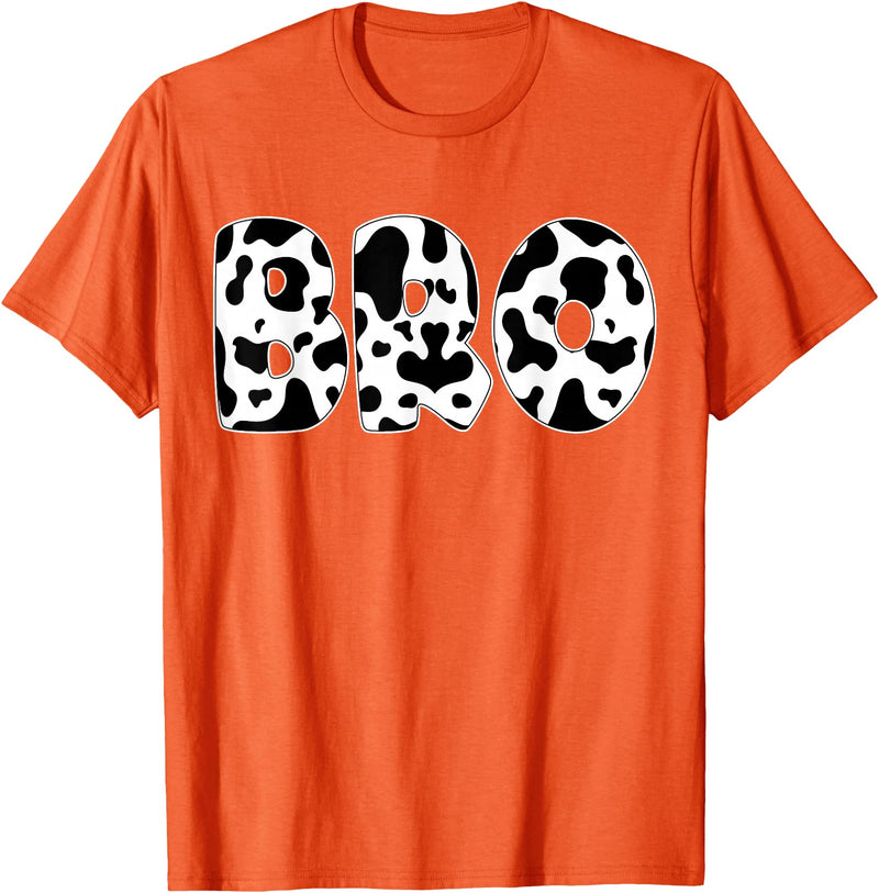 Family Matching Gifts Cow Bro Brother Cow Print Cow Pattern Mother's Day T-Shirt - Orange