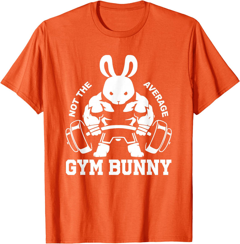 Easter Day Gym Bunny Rabbit Weightlifting Deadlift Fitness T-Shirt in Orange