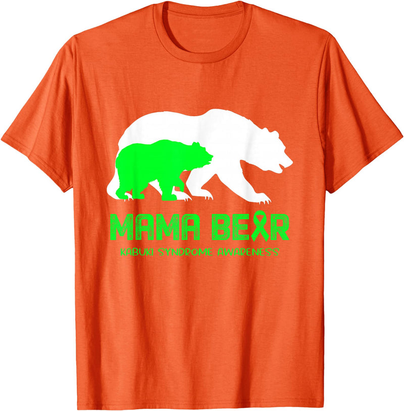 Kabuki Syndrome Awareness T-Shirt Mama Bear Kabuki Syndrome Awareness Shirt for Men and Women T-Shirt - Orange