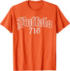 Buffalo NY by Kruzelly Vintage Buffalo New York 716 T-Shirt - Orange