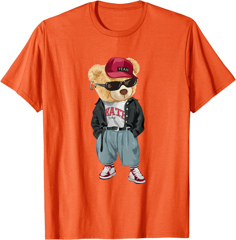 Punk Rocker Teddy Bear Rap Hip Hop Gift Men Women Punk Rocker Rapper Popster Punker Teddy Bear Rap Hip Hop T-Shirt - Orange