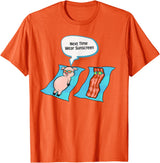 Bacon T Shirt Co Next Time Wear Sunscreen Funny Pig Bacon Sunbathing T-Shirt - Orange