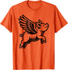 Funny Pig Humor by TKsTees Funny Flying Pig Oink Aviator T-Shirt - Orange