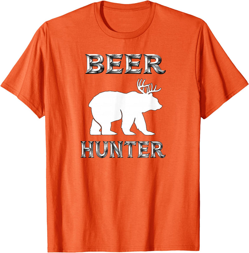 funny Beer Hunter shirt Funny Bear Deer BEER Hunting Tee Shirt T-Shirt - Orange
