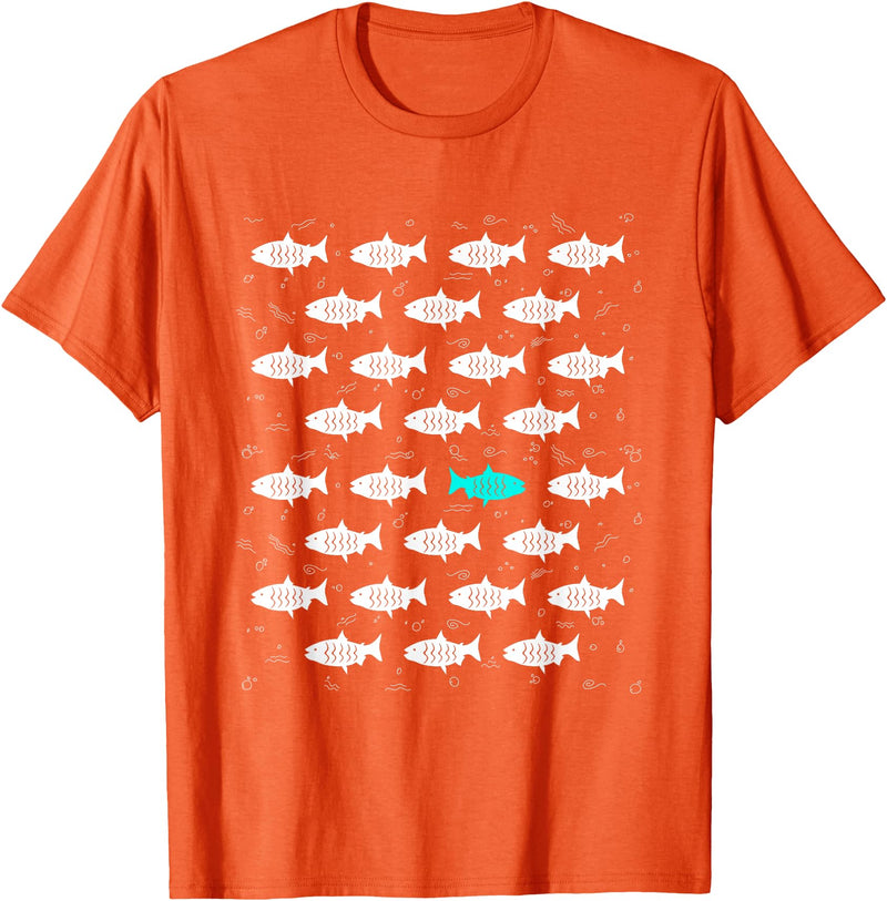 Fish Swimming Against the Ocean By Raminz Fish Swimming Against the Ocean and against Current design T-Shirt - Orange