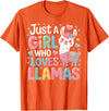 Funny Adorable Llama Lover Just a Girl Who Loves Cute Llamas Gifts for Girls Kids T-Shirt - Orange