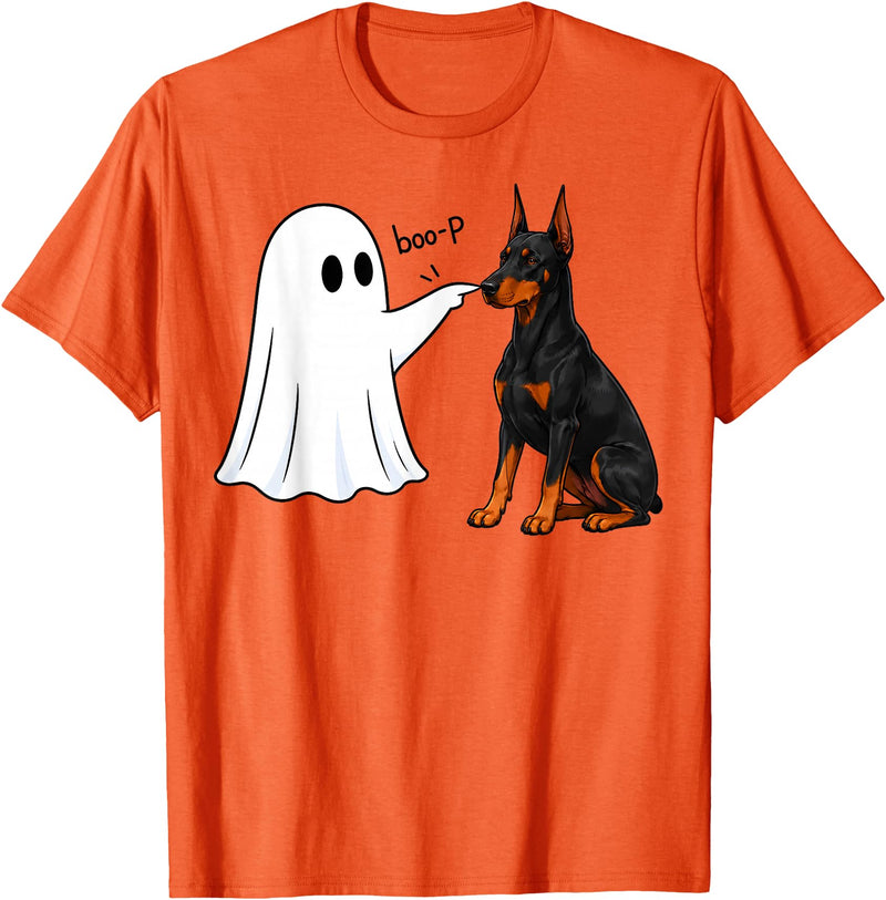 Spooky Snoot Society Doberman Pinscher Boo P Ghost Boop Halloween Dog Lover T-Shirt - Orange