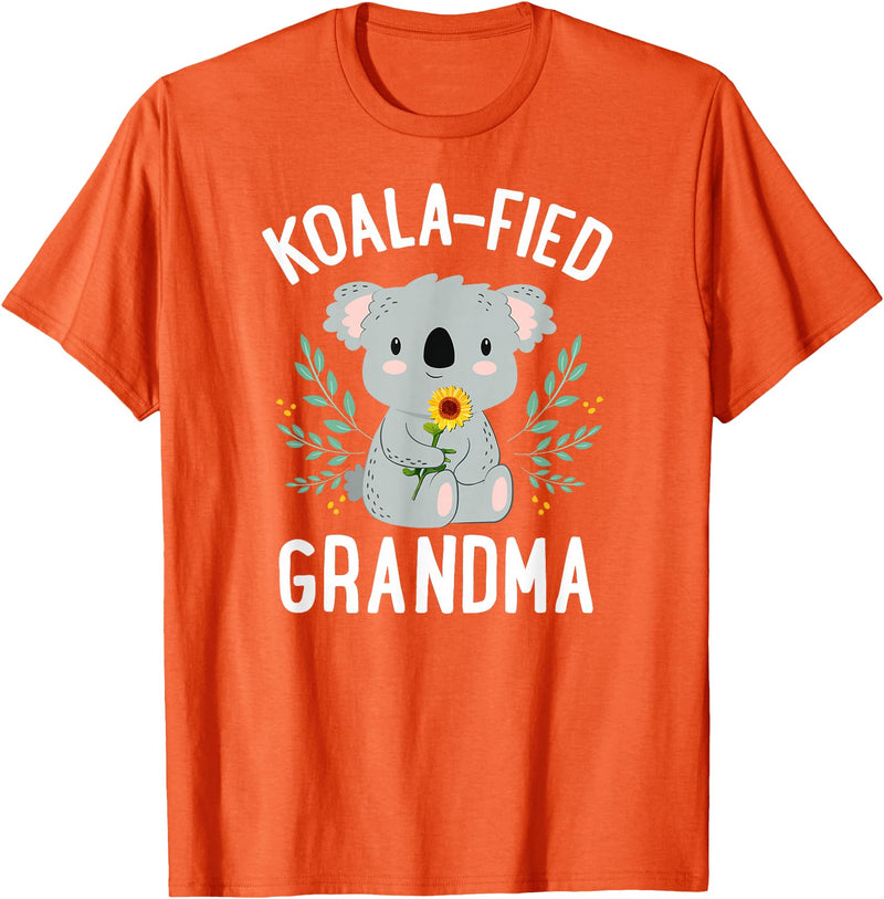 Mothers Day Stuff for Mom from Daughter or Son Koalafied Grandma Koala Bear Sunflower Floral Mothers Day T-Shirt - Orange