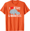 Sea Cows Tees I Love Jesus and Manatees, Cute Christian Manatee T Shirt T-Shirt - Orange
