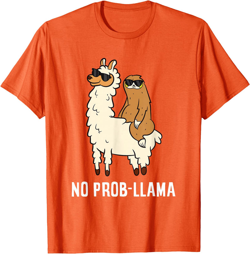 The Llama Lover No Prob-llama Cute No Prob Llama T-Shirt - Orange