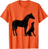 Horse And Dog Companions Forever Horse and Dog Silhouette Love Harmony T-Shirt - Orange