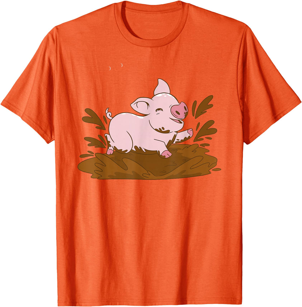 Pigs Mud Pig Playing in the Mud T-Shirt - Orange