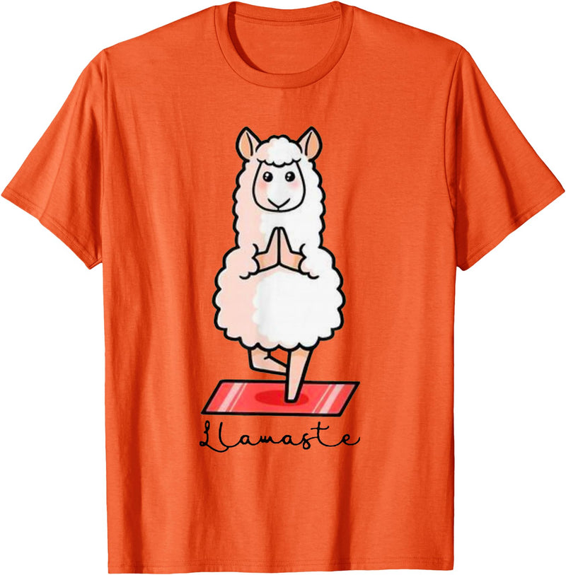 Dibba Designs Llamaste Llama Alpaca Yoga Exercise Fitness Gym Workout T-Shirt - Orange