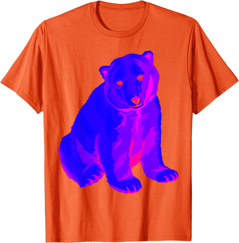 EDM Polar Bear T-Shirt EDM Electronic Techno Polar Bear Trippy Rave Shirt T-Shirt - Orange