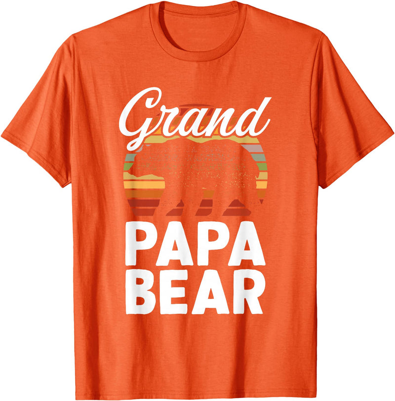 Crazy Grandpa Apparel & Gifts Fun Grandpa Animal Sunset Graphic - Grandpapa Bear T-Shirt - Orange