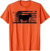 Funny Red Angus Rancher Gift for Cattle Lover USA American Flag - America Cow Red Angus Rancher T-Shirt - Orange