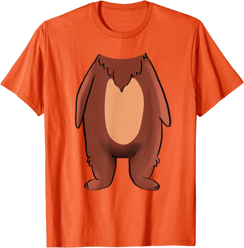 The Easy Costume Idea Shop Bear Halloween Costume Shirt - Brown Grizzly Bear T-Shirt - Orange