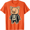 Spooky Cute Cartoon Animals in Halloween Outfits Funny Pig Skeleton Costume for Kids Boys Girls Halloween T-Shirt - Orange