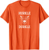 The Kilted Crow Hurkle Durkle Funny Scotland Highlands Cow Graphic T-Shirt - Orange
