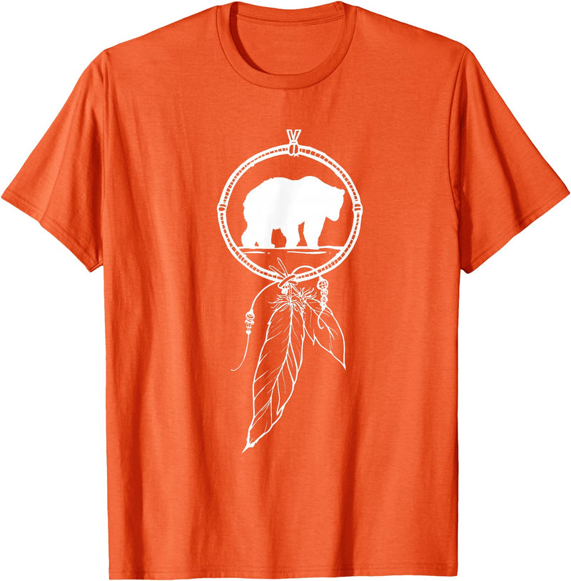 American Indian Shirts by CrushRetro Native American Dreamcatcher Bear Women Men Kids T-Shirt - Orange