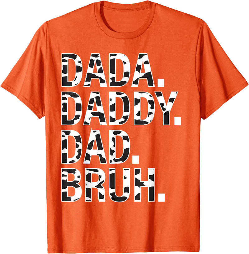 Highland Cow Dad Shirt Dad Cow Print Father's Day Dad Dada Daddy Bruh Papa Cow Daddy Love Cows Dad Cow Print T-Shirt - Orange