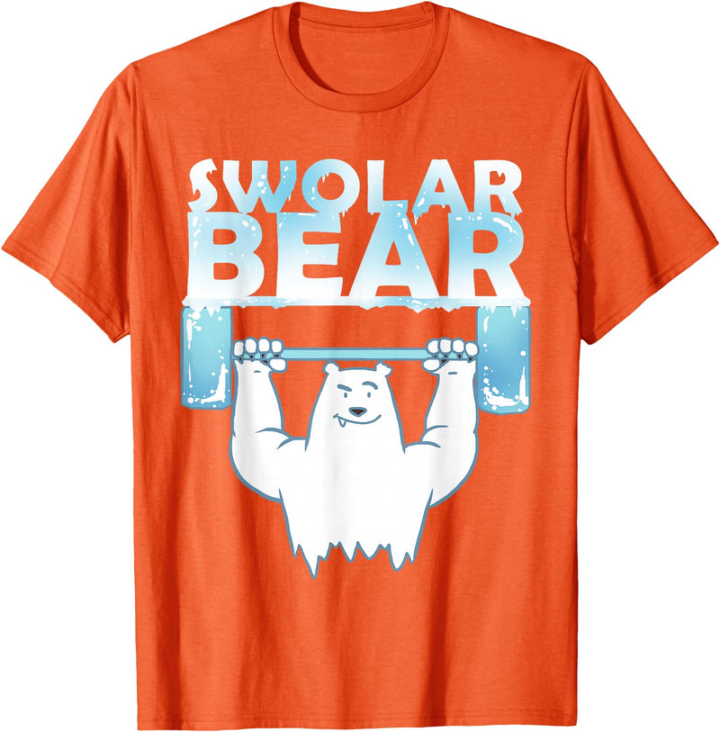 Funny Weightlifter Tees Funny Polar Bear Swolar Bear Lifting Tshirt T-Shirt - Orange