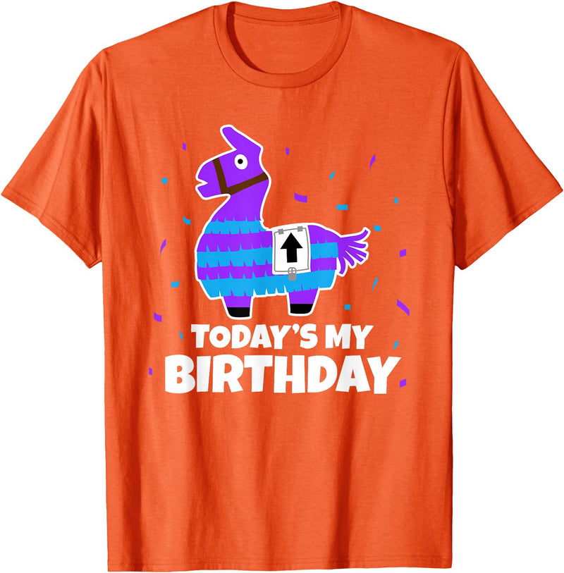 Todays My Bday LLama Tees Cute Birthday Llama Funny Bday Animal Party T-Shirt - Orange