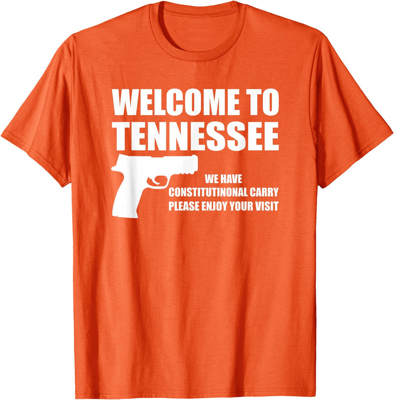 Welcome To Tennessee Bear Arms Gifts Welcome To Tennessee Pro Gun T-Shirt - Orange