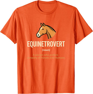 Horse Equine Equinetrovert Equestrian Lover Kid Fo Equinetrovert Funny Horse Definition Kids Horse Lover Equesn T-Shirt - Orange
