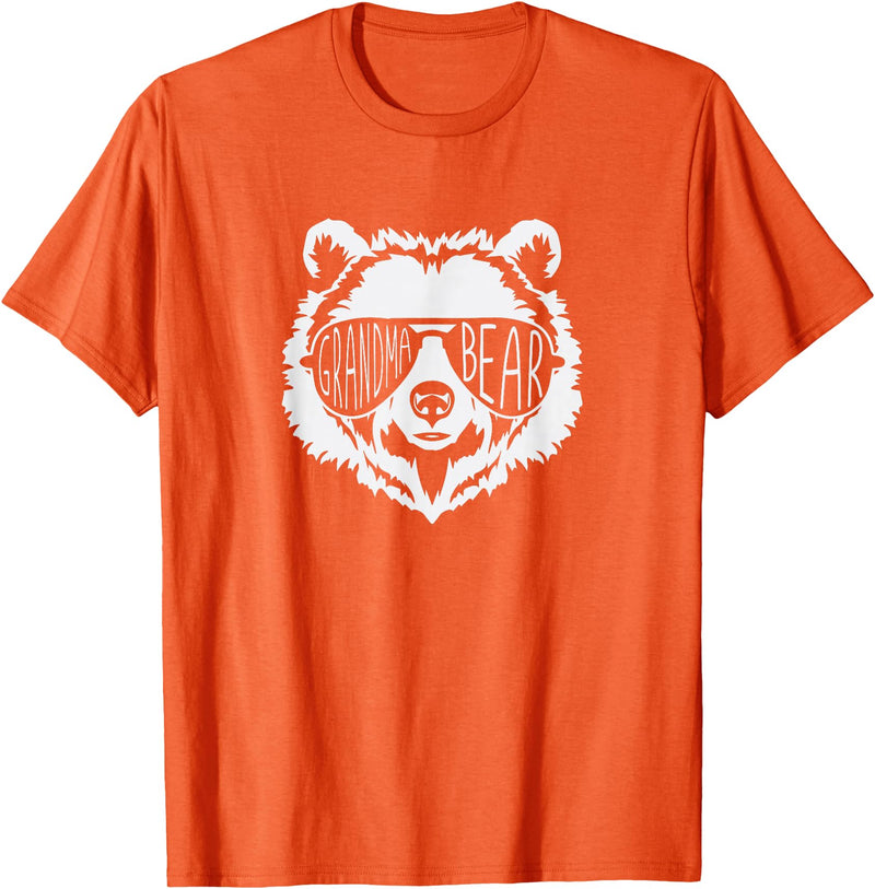 grandma Bear Family Apparel Grandma Bear Face with Sunglasses T-Shirt - Orange