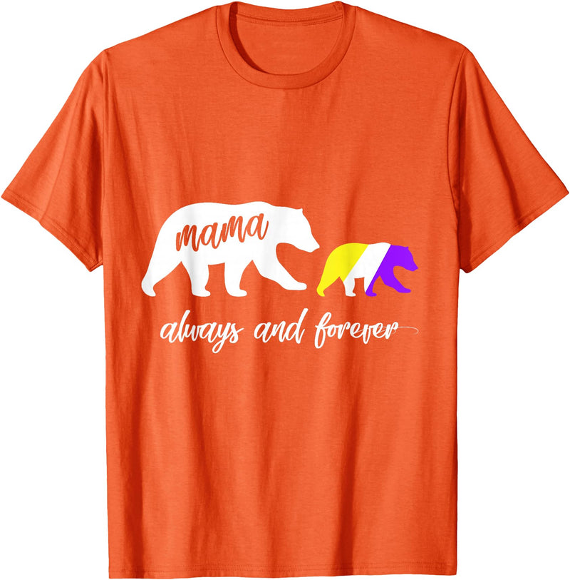 Nonbinary & Genderqueer Mama Bear T-Shirt Cute Nonbinary Mama Bear T-Shirt - Orange