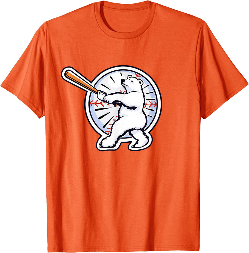 Birdmouse Polar Bear Baseball T-Shirt - Orange