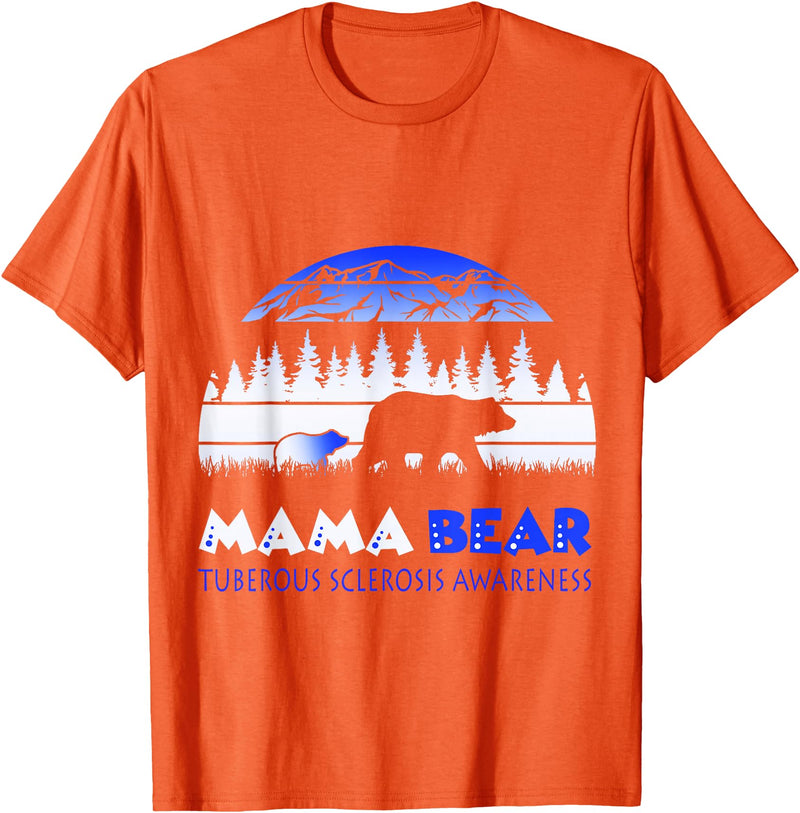 Mama Bear Retro Tuberous Sclerosis Awareness T-Shirt - Orange
